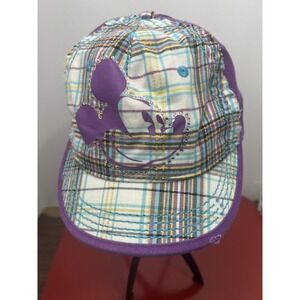 Disney Parks Mickey Mouse Baseball Hat Purple Plaid Rhinestones Strapback Preppy